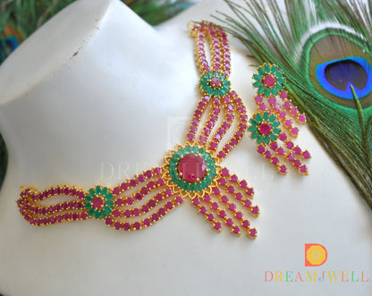 Gold tone ruby-emerald necklace set dj-07200