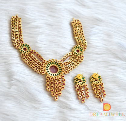 Gold tone ruby-emerald necklace set dj-07200