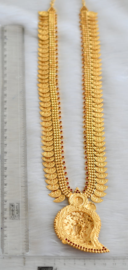 Gold tone pink stone Kerala style Lakshmi mango haar dj-41144