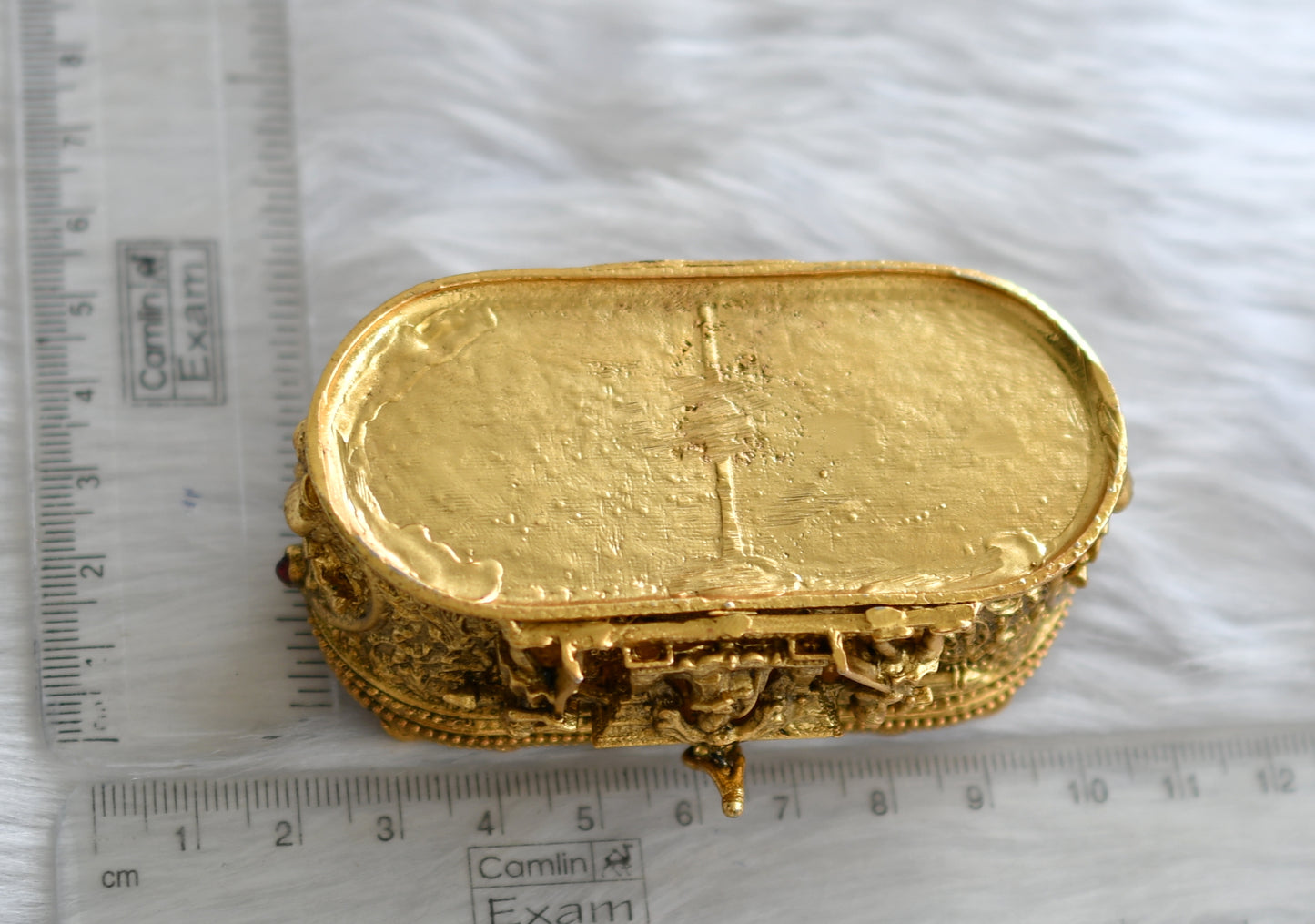 Antique gold tone kemp wedding designer kumkum box dj-38752
