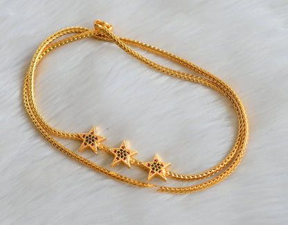 Gold tone ruby-green star Mugappu chain  dj-40146