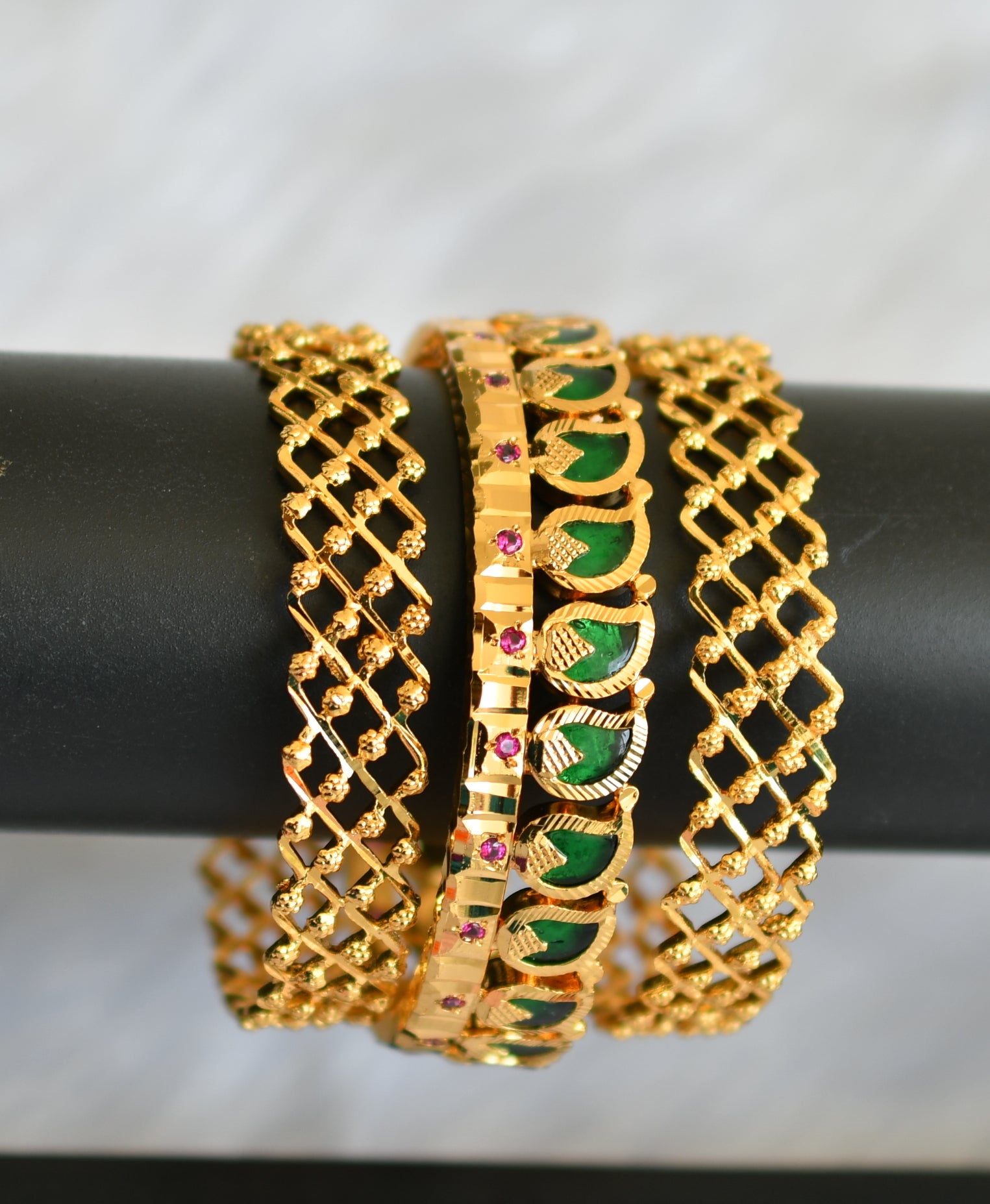 Buy Kerala Jewellery One Gram Gold Bangle Type Adjustable Green Palakka  Bracelet Buy Online
