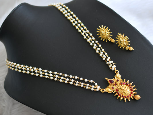 Antique kemp pearl chain Lakshmi haar set dj-41138