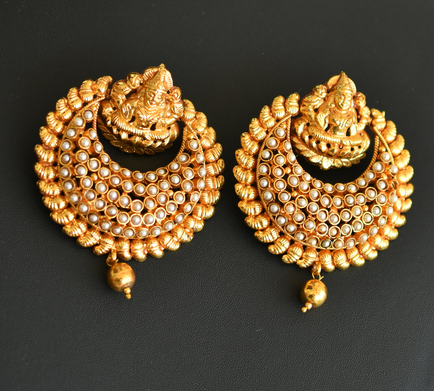 Antique pearl stone Lakshmi bali necklace set dj-41137