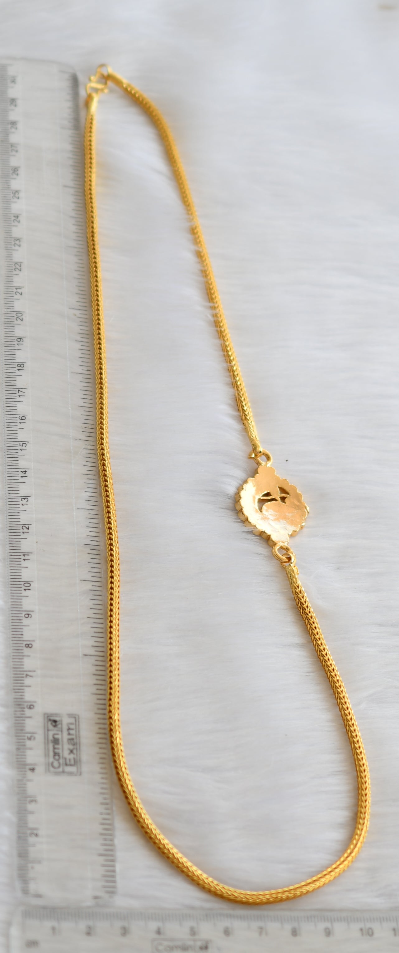 Gold tone white-ruby swan mugappu chain dj-40150