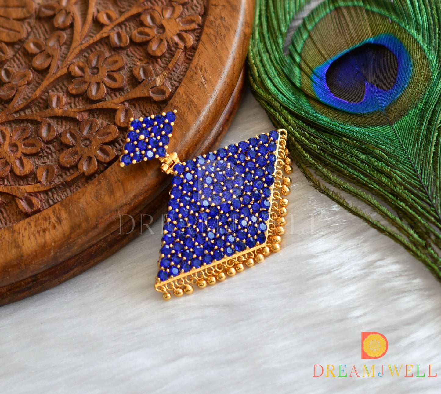 Gold tone kerala style blue pathakkam dj-37904