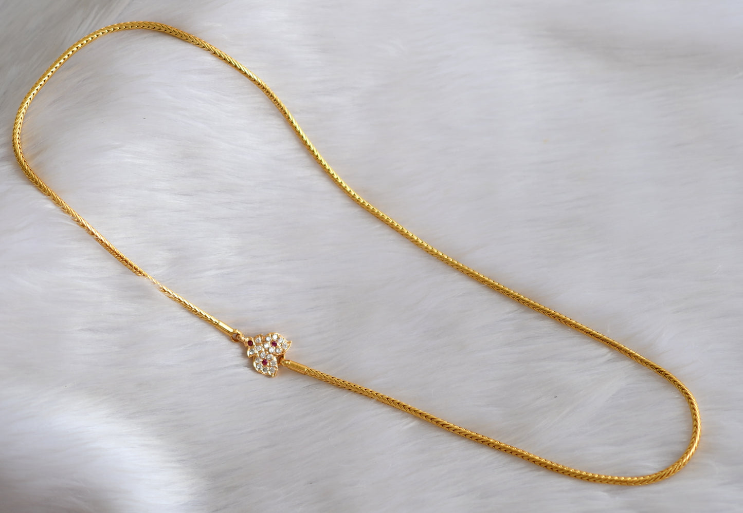 Gold tone ruby-white mango mugappu chain dj-40159
