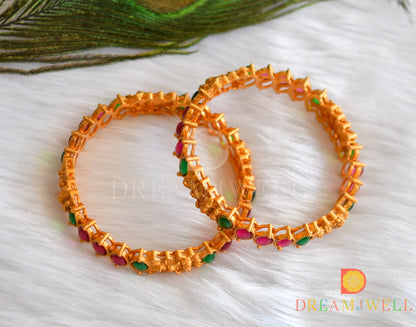 Matte finish kemp-green Lakshmi set of 2 Bnagles (2.4) dj-37905