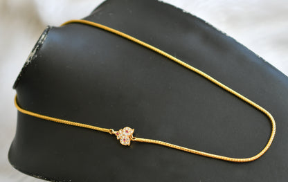 Gold tone ruby-white mango mugappu chain dj-40159