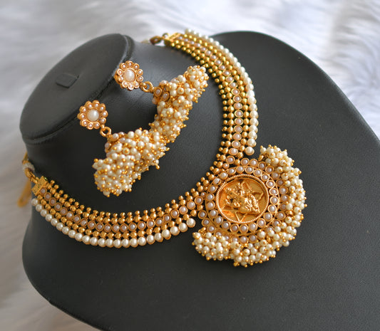 Antique pearl cluster Ganesha necklace set dj-17549