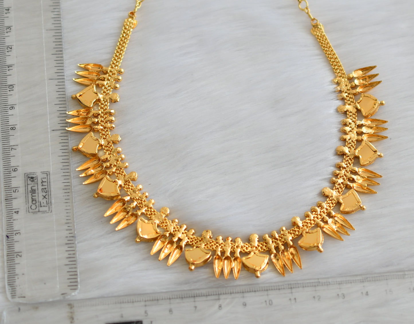 Gold tone red palakka Kerala style mulla mottu necklace dj-41157