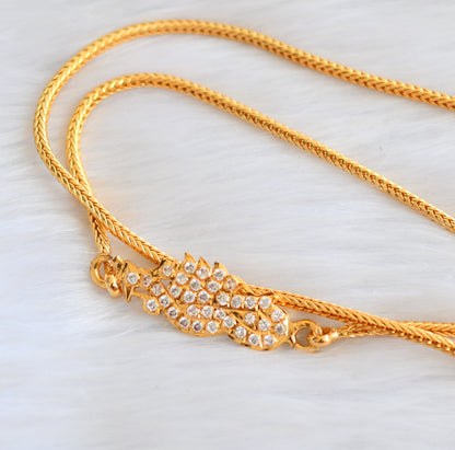 Gold tone white peacock mugappu chain dj-40155