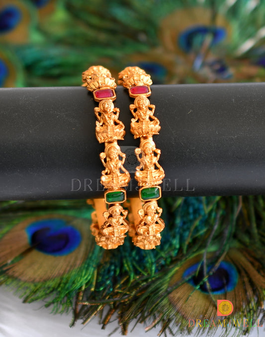 Matte finish kemp-green Lakshmi set of 2 Bangles (2.4) dj-37915