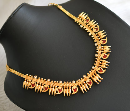 Gold tone red mango Kerala style mulla mottu Necklace dj-41160