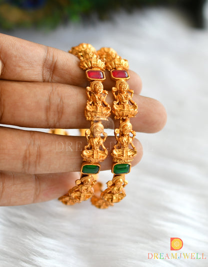 Matte finish kemp-green Lakshmi set of 2 Bangles (2.8) dj-37917