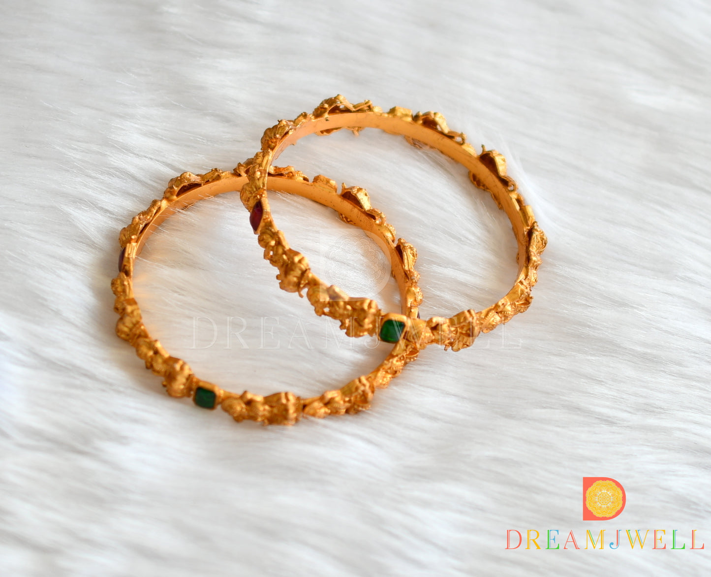 Matte finish kemp-green Lakshmi set of 2 Bangles (2.4) dj-37915