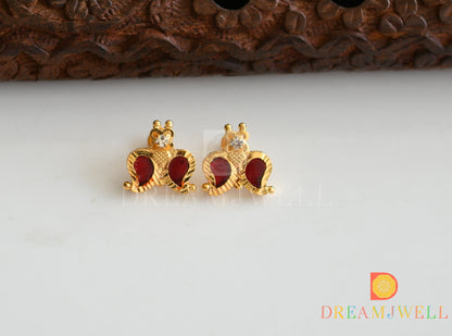 Gold tone Red mango Kerala style Earrings and pendant with chain dj-37193