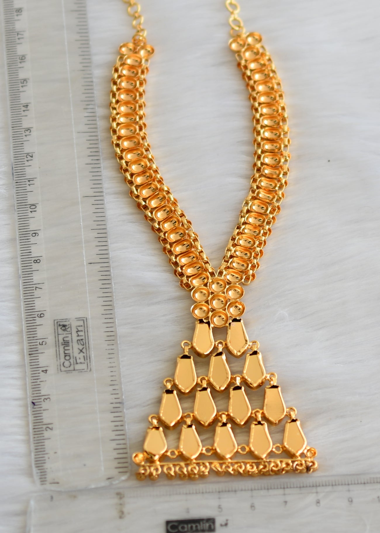 Gold tone pink stone green nagapadam Keala style necklace dj-41154