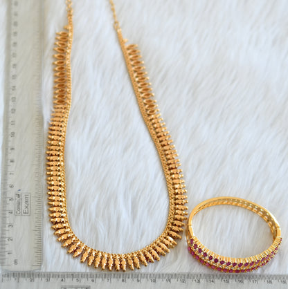 Gold tone cz ruby-white short haar and bracelet dj-39508