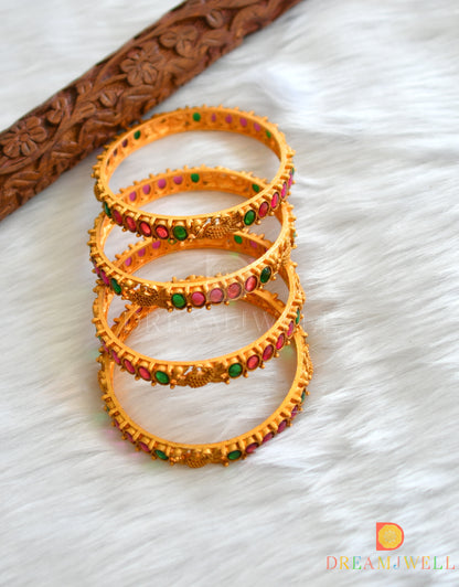 Matte finish kemp-green peacock set of 4 Bangles (2.6) dj-37923