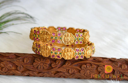 Matte finish kemp-green Ram parivar set of 2 Bangles (2.4) dj-37924