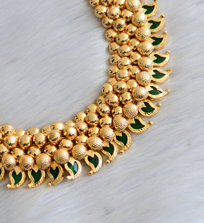 Gold tone green mango Kerala style necklace dj-41153