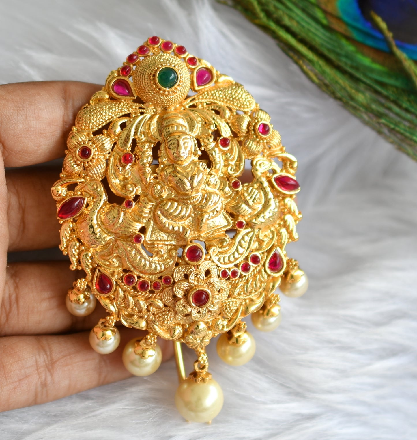 Gold Tone Kemp-green Lakshmi Hair Jewel-dj09688