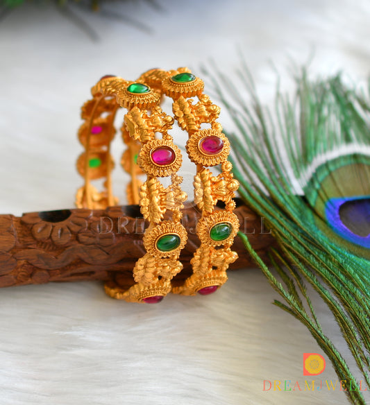 Matte finish kemp-green Lakshmi set of 2 Bangles (2.4) dj-37930