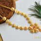 Gold tone pink stone flower-heart Kerala style haar dj-37199