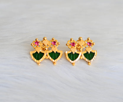 Gold tone green double Palakka Stud/Earrings dj-27581