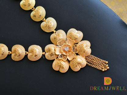 Gold tone white stone flower-heart Kerala style haar dj-37200