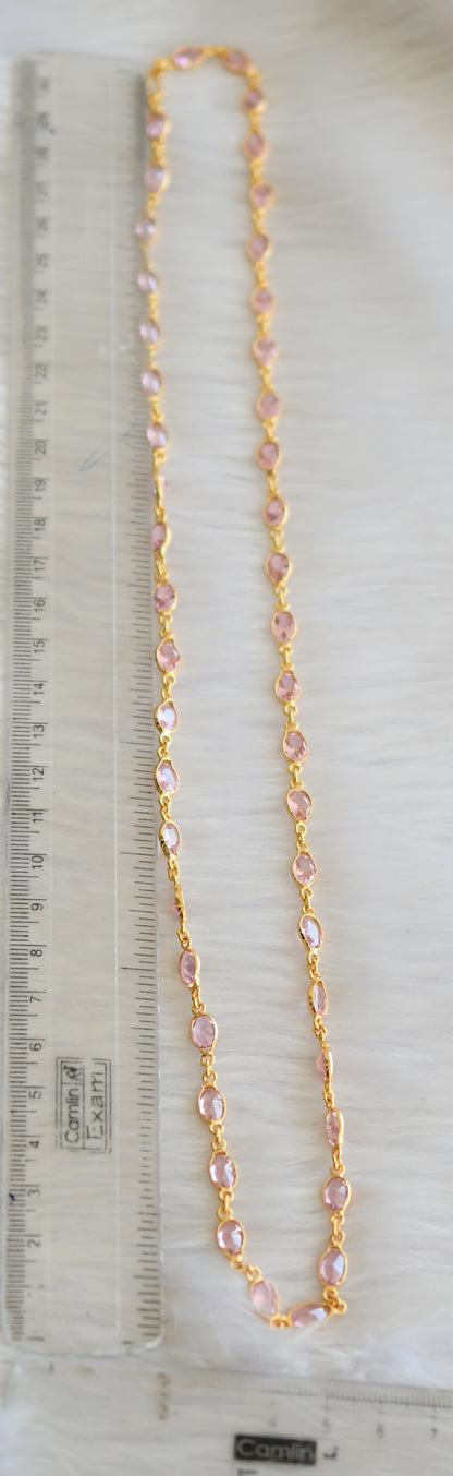 Gold tone baby pink stone chain dj-41106