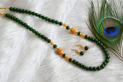 Matte finish green beaded necklace set dj-04214