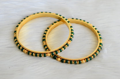 Gold tone green beaded bangles (2.4) dj-41112