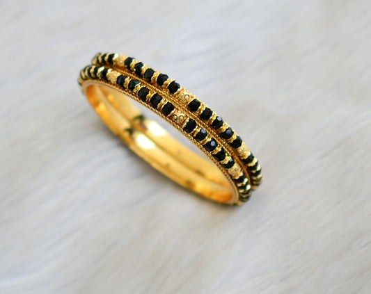 Gold tone black beaded bangles (2.6) dj-41116