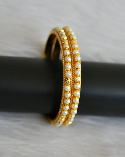 Gold tone pearl beaded bangles(2.4) dj-41125