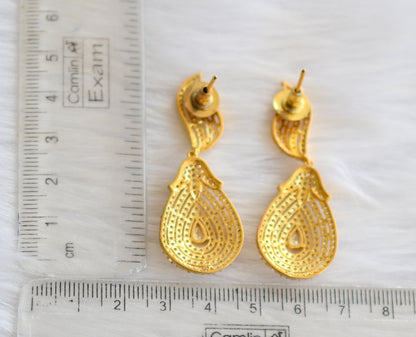 Gold tone cz-gold stone party wear earrings dj-05646