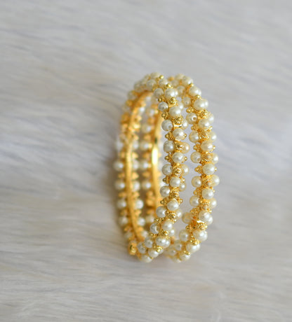 Gold tone pearl beaded screw bangles(2.4) dj-41129