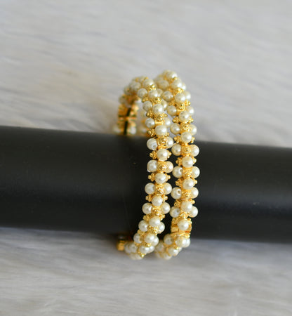 Gold tone pearl beaded screw bangles(2.4) dj-41129