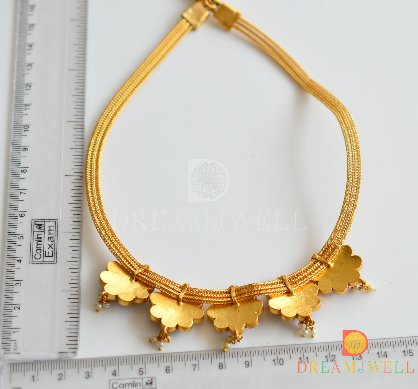 Gold tone kundan jadau designer necklace dj-34103