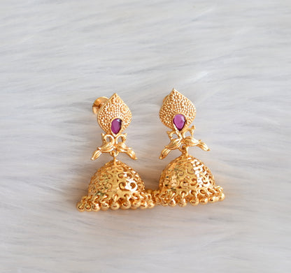 Gold tone ruby-green mango combo set dj-27721