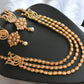 Antique gold tone multilayer pearl peacock necklace set dj-02260