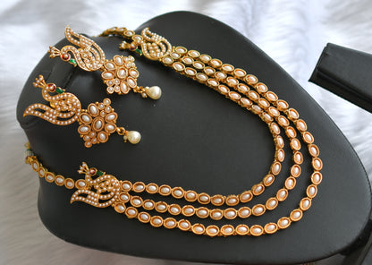 Antique gold tone multilayer pearl peacock necklace set dj-02260