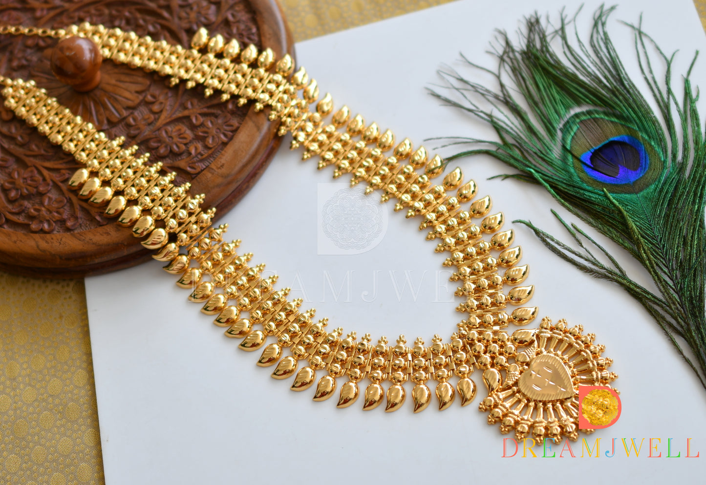 Gold tone mango Kerala style haar dj-37208