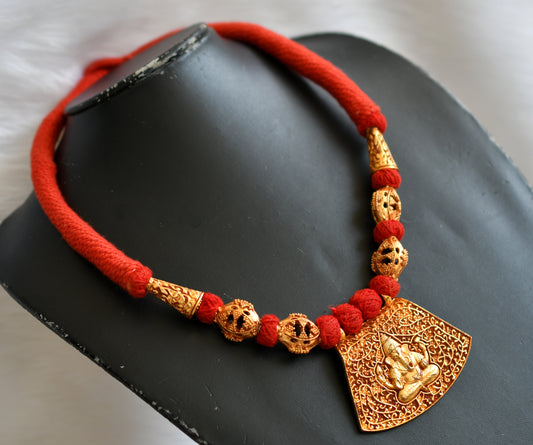 Gheru finish red thread ganesha necklace dj-10826