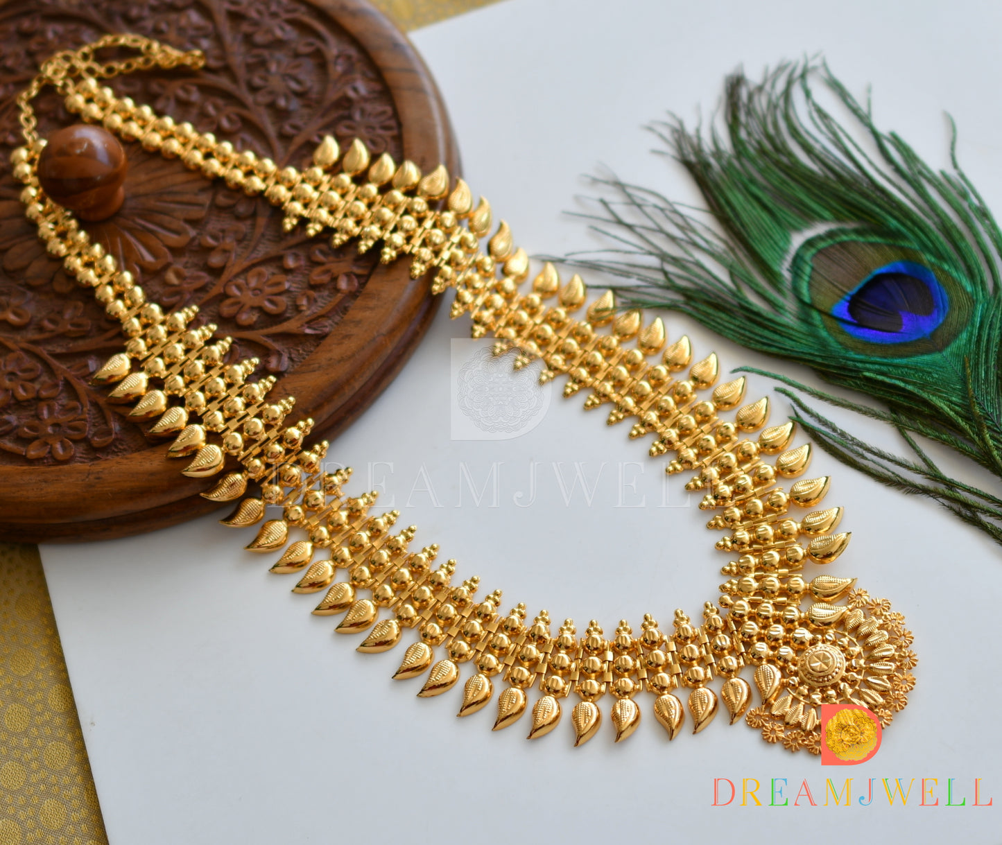 Gold tone mango Kerala style haar dj-37210