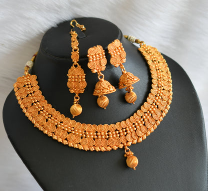 Gheru finish necklace set with tikka dj-16891