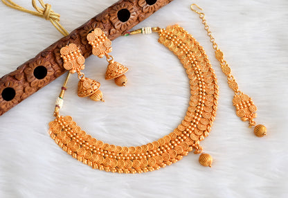 Gheru finish necklace set with tikka dj-16891