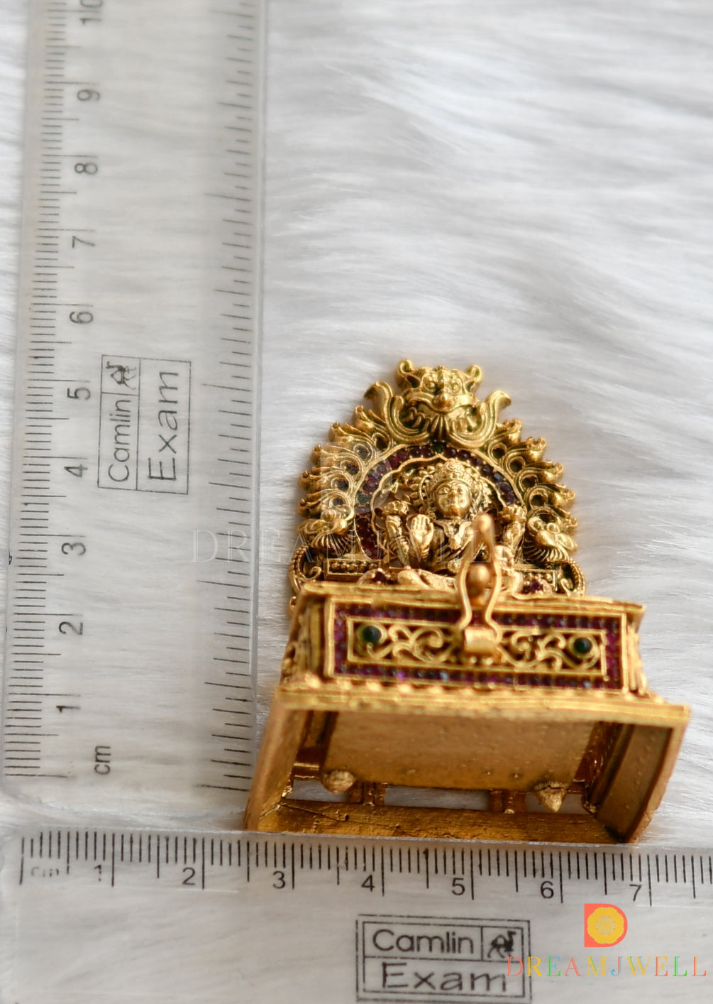 Antique gold kemp-green Lakshmi kumkum box dj-37949