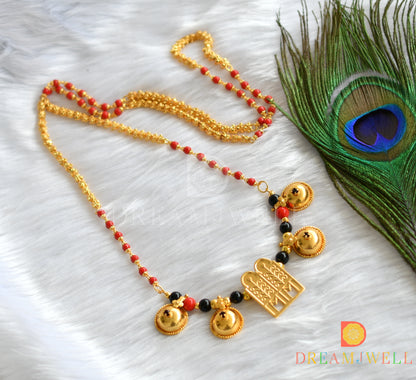 Gold tone coral-black beads mangalyam dj-37973